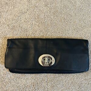 COACH black leather turn lock clutch 10.5”x 4” when closed